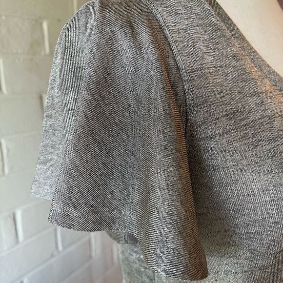 𝅺CATHERINE Malandrino blouse short flutter sleeves metallic finish size M - Picture 6 of 8